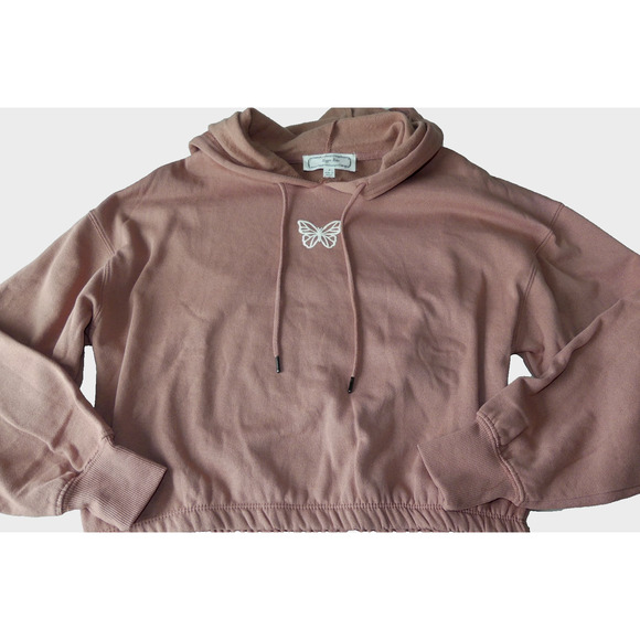 Hippie Rose Tops - Hippie‎ Rose Juniors Cropped Graphic Hoodie Size Small Mauve NWT Butterfly